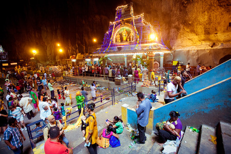 BATU CAVES, MALAYSIA - JAN 18 2014 : Thaipusam at Batu Caves temple, Malaysia on January 18, 2014. Thaipusam is a Hindu festival on the full moon in the Tamil month of Thai.のeditorial素材