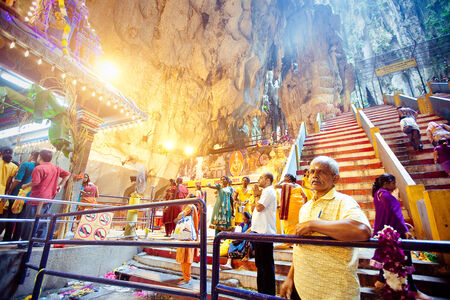 BATU CAVES, MALAYSIA - JAN 18 2014 : Thaipusam at Batu Caves temple, Malaysia on January 18, 2014. Thaipusam is a Hindu festival on the full moon in the Tamil month of Thai.のeditorial素材