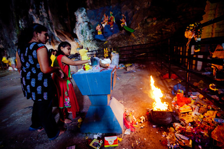 BATU CAVES, MALAYSIA - JAN 18 2014 : Thaipusam at Batu Caves temple, Malaysia on January 18, 2014. Thaipusam is a Hindu festival on the full moon in the Tamil month of Thai.のeditorial素材