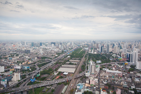 Air view of Bangkok city at nightのeditorial素材