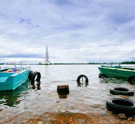 The flooded bell tower of St. Nicholas Cathedral. Russia. Kalyazin.の写真素材