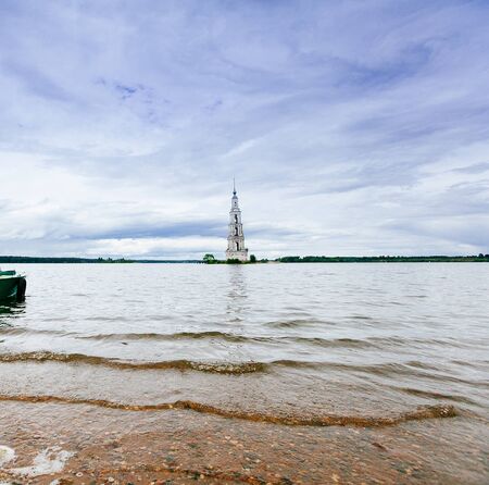 The flooded bell tower of St. Nicholas Cathedral. Russia. Kalyazin.の写真素材