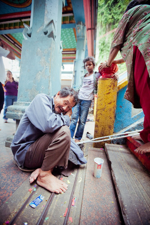 BATU CAVES, MALAYSIA - JAN 18 2014 : Thaipusam at Batu Caves temple, Malaysia on January 18, 2014. Thaipusam is a Hindu festival on the full moon in the Tamil month of Thai.のeditorial素材