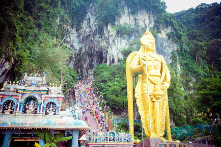 BATU CAVES, MALAYSIA - JAN 18 2014 : Thaipusam at Batu Caves temple, Malaysia on January 18, 2014. Thaipusam is a Hindu festival on the full moon in the Tamil month of Thai.のeditorial素材