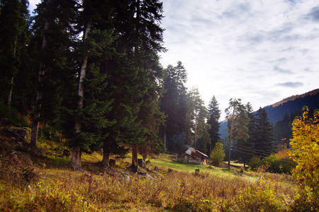 Beautiful landscapes with high mountains of Georgia, Europe. Caucasus mountainsのeditorial素材