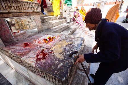 UDAIPUR, INDIA - JANUARY 12: Unidentified people near Jagdish temple on January 12, 2017 in Udaipur,...
