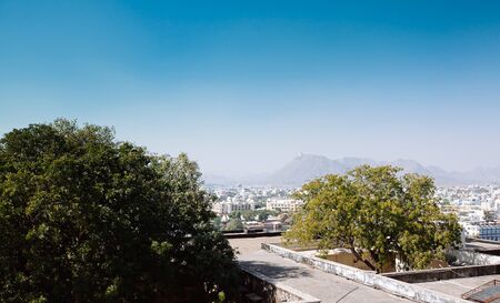 Aerial view of Udaipur city, Rajasthan, Indiaの写真素材
