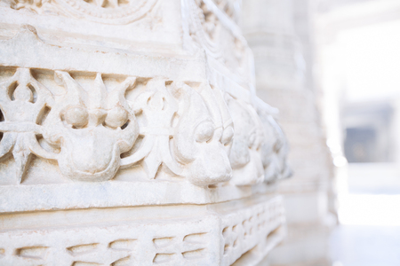 Close up details of a column in an indian templeの写真素材
