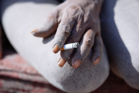 KATHMANDU - FEBRUARY 17: Sadhu at Pashupatinath Temple in Kathmandu, Nepal on Feb 17, 2017. Sadhus are holy men who have chosen to live an ascetic life and focus on the spiritual practice of Hinduismのeditorial素材
