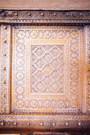 Old Golden Doors of the Jaipur City Palace. Rajasthan, India.のeditorial素材