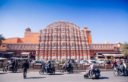 JAIPUR, INDIA - JAN 17: Hawa Mahal or Place of winds or breeze January 17, 2017 Rajasthan, Indiaのeditorial素材