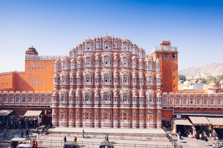 JAIPUR, INDIA - JAN 17: Hawa Mahal or Place of winds or breeze January 17, 2017 Rajasthan, Indiaのeditorial素材