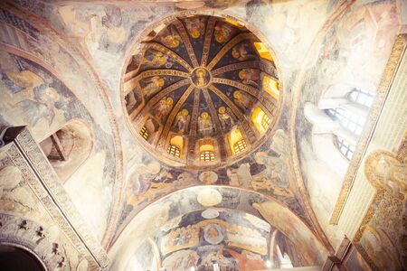 ISTANBUL, TURKEY - JANUARY 15, 2018: Interior and ancient mosaic in the Church of the Holy Saviour in Chora, or Kariye Camii in Istanbul, Turkeyのeditorial素材