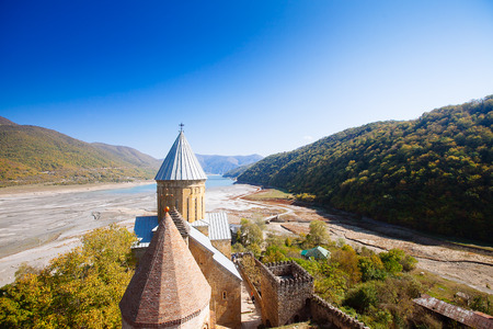 Ananuri Castle with Church on the bank of lake, Georgia country