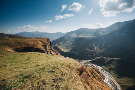 The mountains in the Georgia in autumn, Kazbegi region