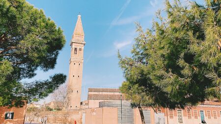 BURANO, ITALY - JANUARY 20, 2020: Colorful houses on the island of Burano in Italy. Burano island is famous for its colorful fisherman's houses.のeditorial素材