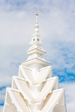 Detail of Famous Thailand temple or grand white church Call Wat Rong Khun, at Chiang Rai province, northern Thailandの写真素材