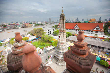 The famous temple Wat Arun in Bangkokの写真素材