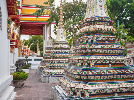 Authentic Thai Architecture in Wat Pho at Bangkok, Thailandの写真素材