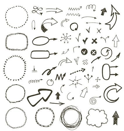 Hand drawn arrows and frames set.のイラスト素材
