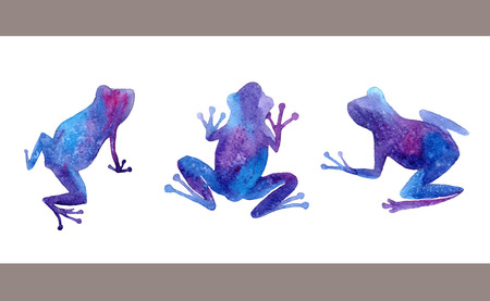 Hand drawn watercolor frogs set.のイラスト素材
