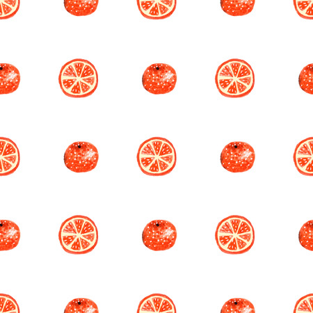 Hand drawn pattern with orange fruits.のイラスト素材