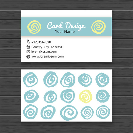 Business card template. Creative hand drawn design.のイラスト素材