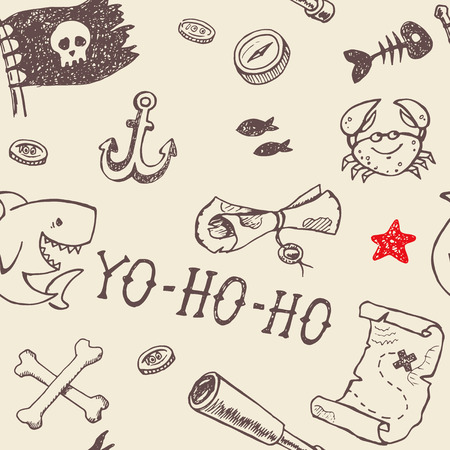 Pirates elements seamless patternのイラスト素材