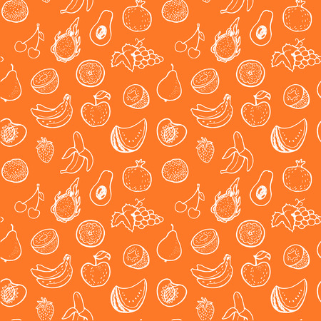 Creative seamless pattern with hand drawn fruits. Perfect for packaging, wrapping paper design.のイラスト素材