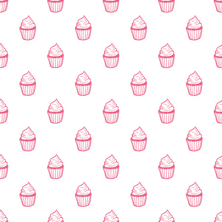 Hand drawn seamless pattern with cupcakes, cute background.のイラスト素材
