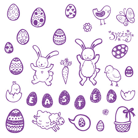 Hand drawn easter set elements. vector EPSのイラスト素材