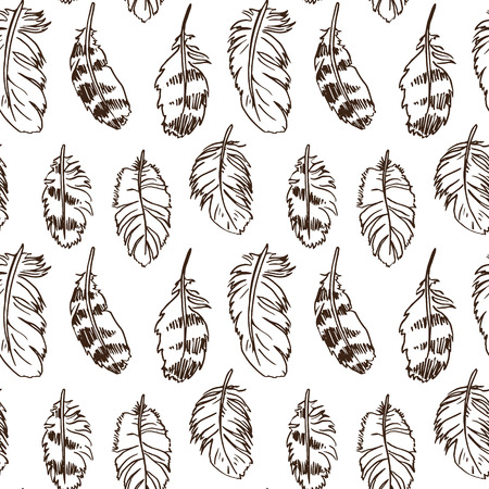 Seamless pattern with hand drawn feathers.のイラスト素材