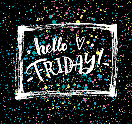 Hello friday!  Creative calligraphic card.のイラスト素材