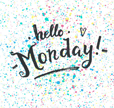 Hello Monday! Hand drawn calligraphic card.のイラスト素材