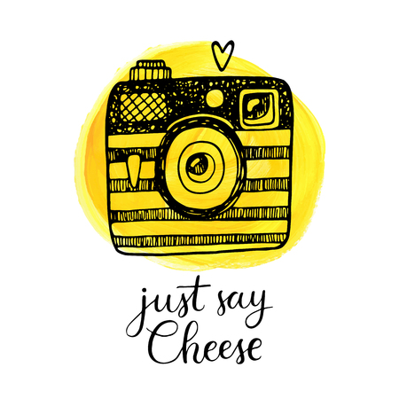 Isolated vector illustration of retro photo camera.のイラスト素材