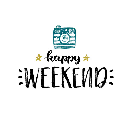 Happy weekend! Hand drawn cardのイラスト素材