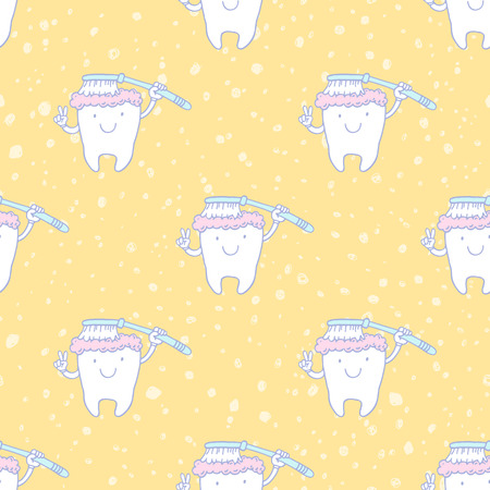 Funny teeth seamless backgroundのイラスト素材