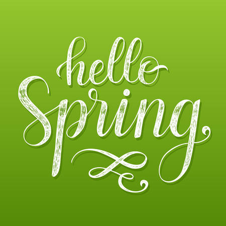 Hello Spring. lettering poster.のイラスト素材