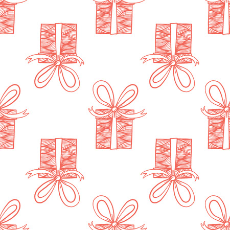 Seamless surface pattern with doodle gift boxesのイラスト素材