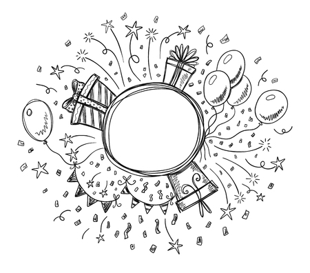 Hand drawn doodle party frameのイラスト素材