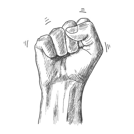 Sketch drawing fist hand gestureのイラスト素材