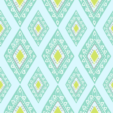 cute pastel green and blue colors modern seamless pattern. Summer ethnic print.のイラスト素材