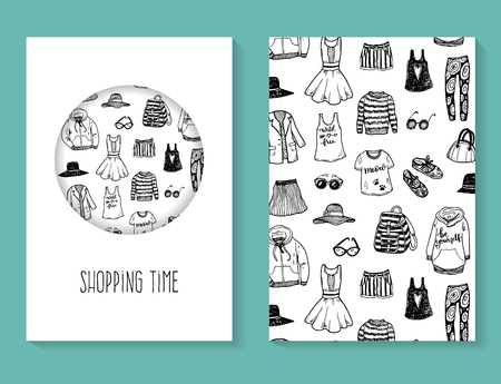 Hand drawn Fashion clothes brochure templateのイラスト素材