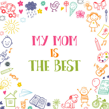 My mom is the best! vector greeting card designのイラスト素材