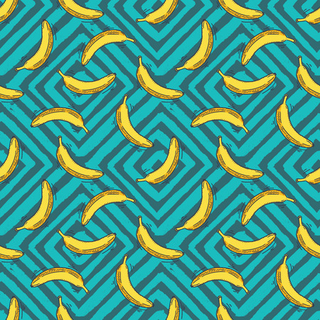 Seamless vector pattern with bananas. Summer background.のイラスト素材