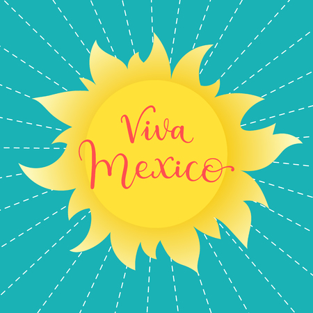 Viva Mexico! Typographic phrase on a sunny vector background. Can be used for greeting card, poster, t-shirt design.のイラスト素材
