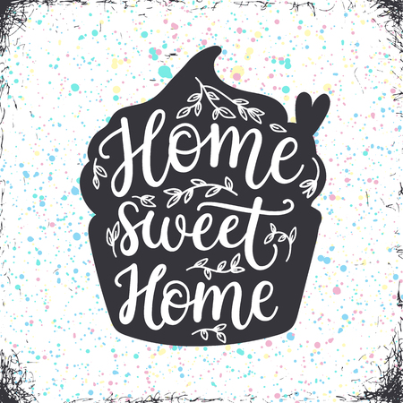 Home sweet home, hand lettering poster.のイラスト素材