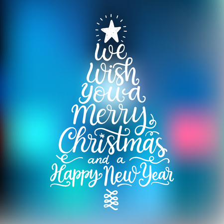 We wish you a Merry Christmas and a Happy New Year. Hand drawn lettering, winter holidays greeting cardのイラスト素材