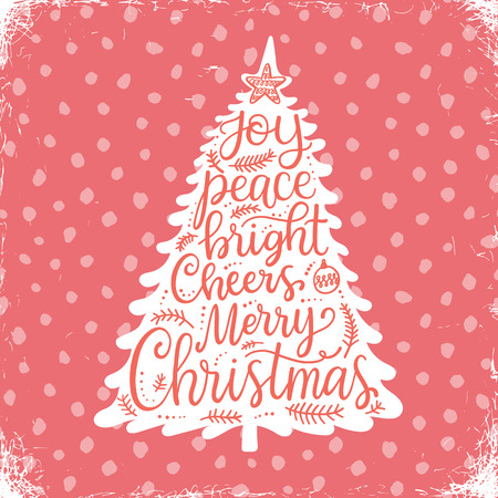 Merry Christmas phrases, hand lettering greeting cardのイラスト素材