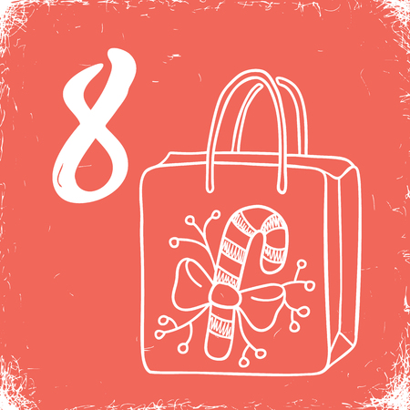 Christmas advent calendar set. Printable card.のイラスト素材